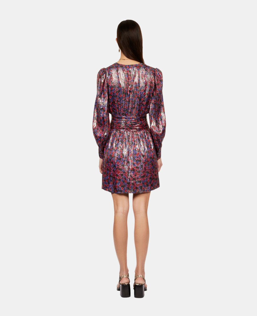 The Kooples DAMEN BLUE RED schwarzes, kurzes kleid mit metallic-schimmer