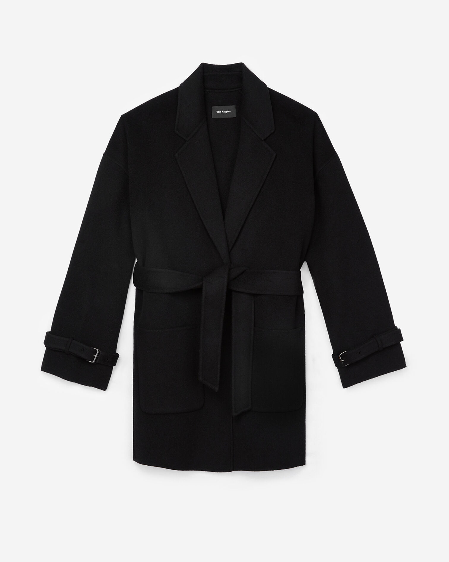 Oversize black wool coat, BLACK, hi-res image number null