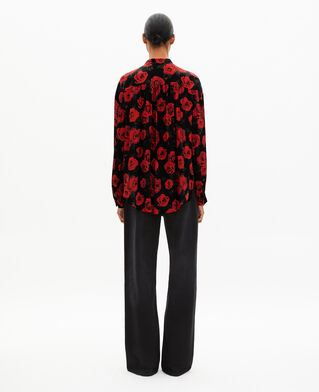 The Kooples WOMEN BLACK - RED loose-fitting black floral print shirt