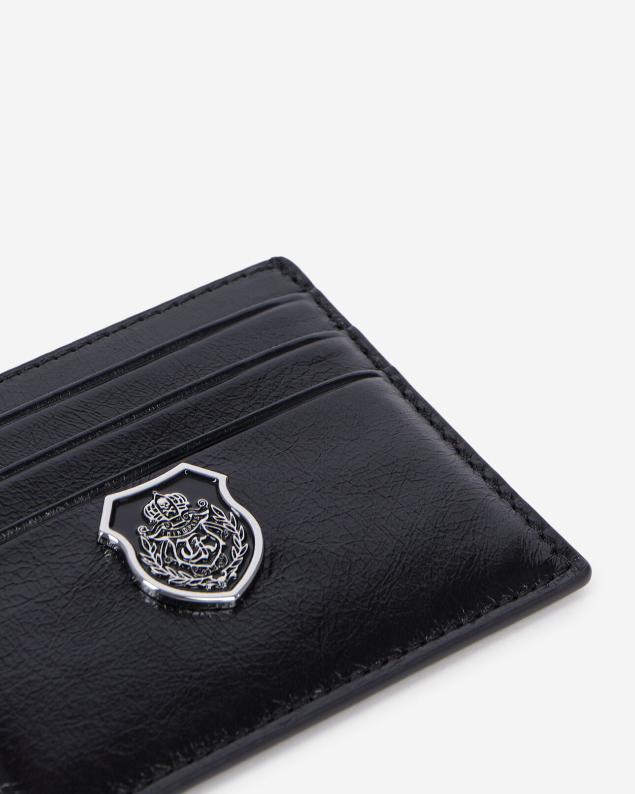 The Kooples MIXED BLACK black leather blazon card holder