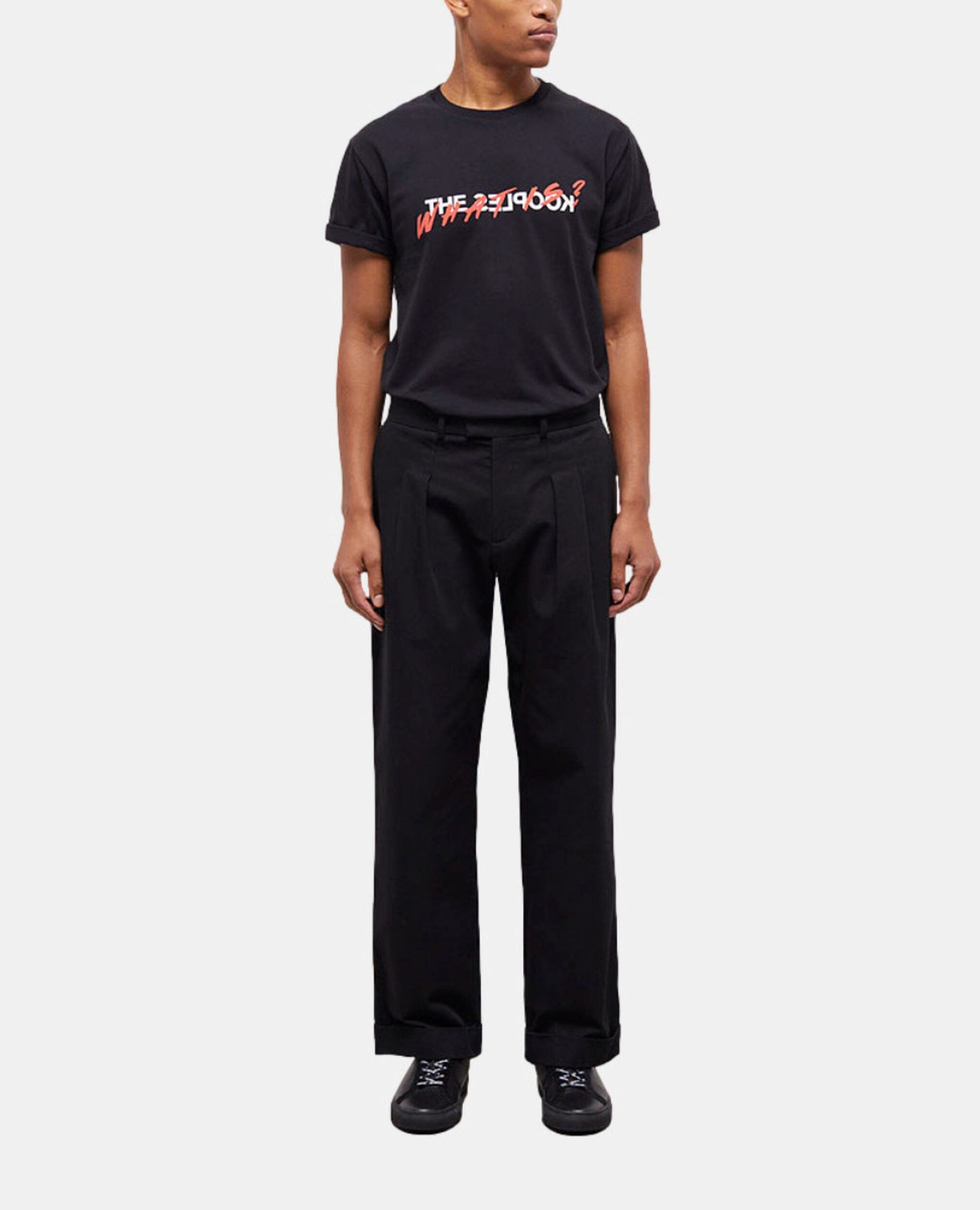 Wide-leg black pants, BLACK, hi-res image number null