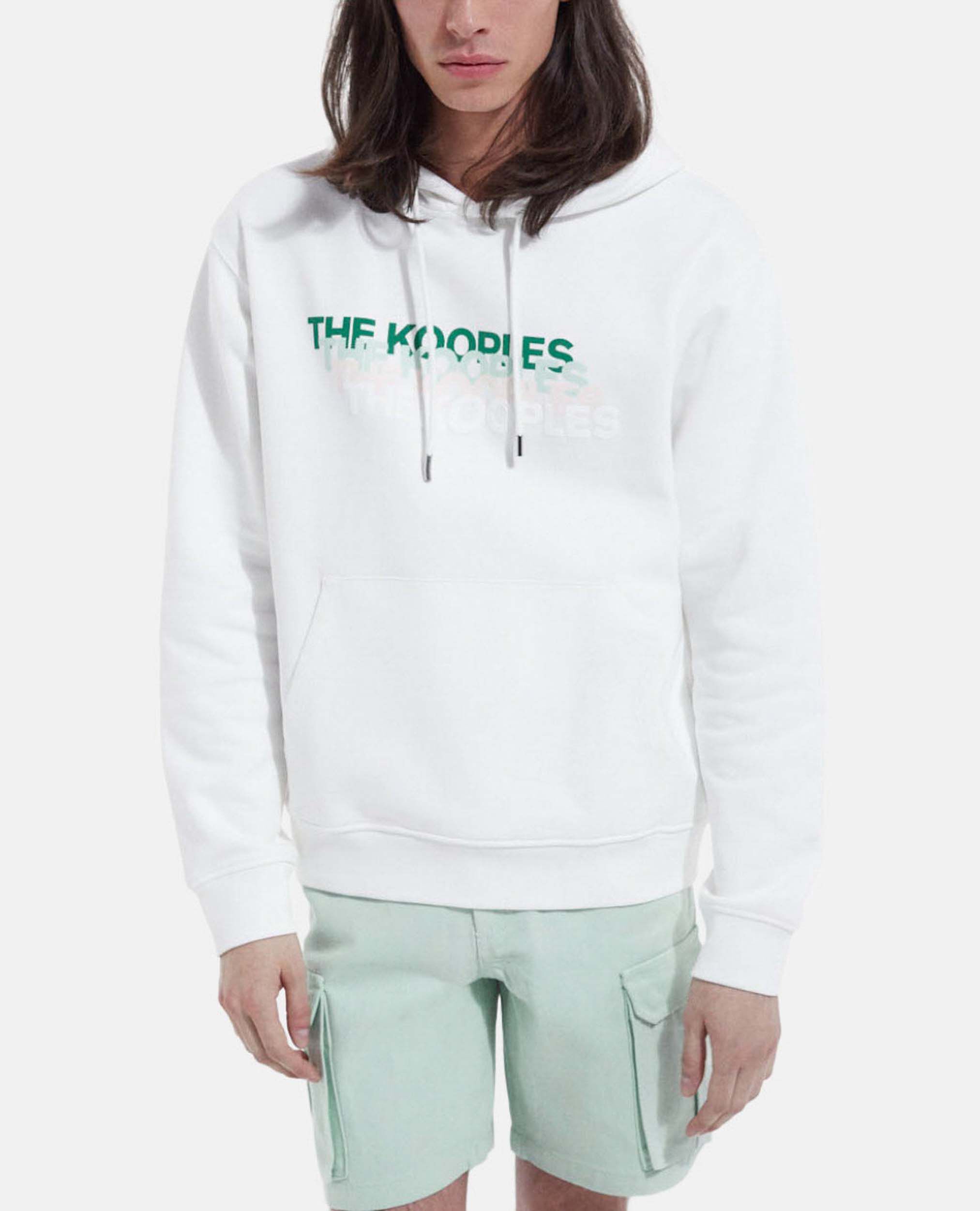 Sweat ecru coton capuche logo degrade The Kooples France