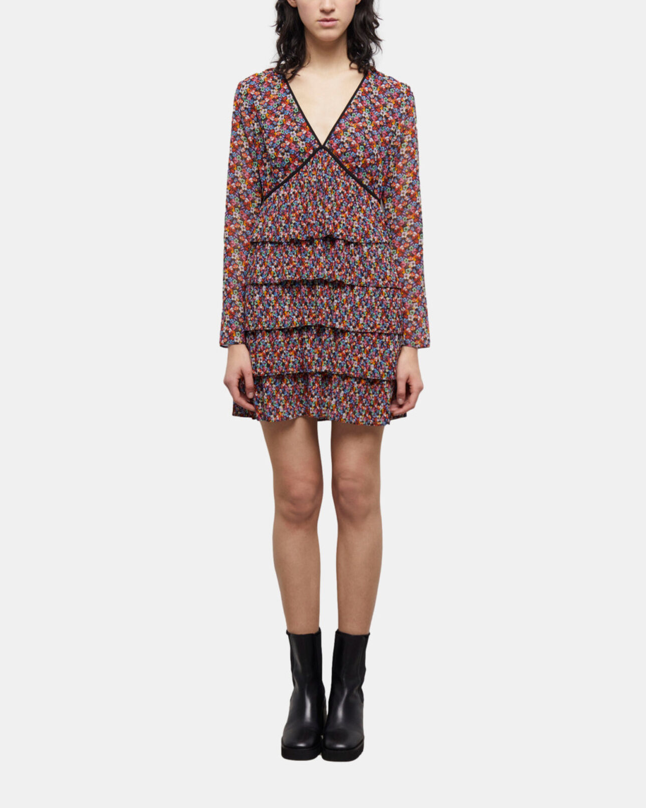 The Kooples DAMEN MULTICOLOR kurzes, mehrfarbiges kleid mit plissierung