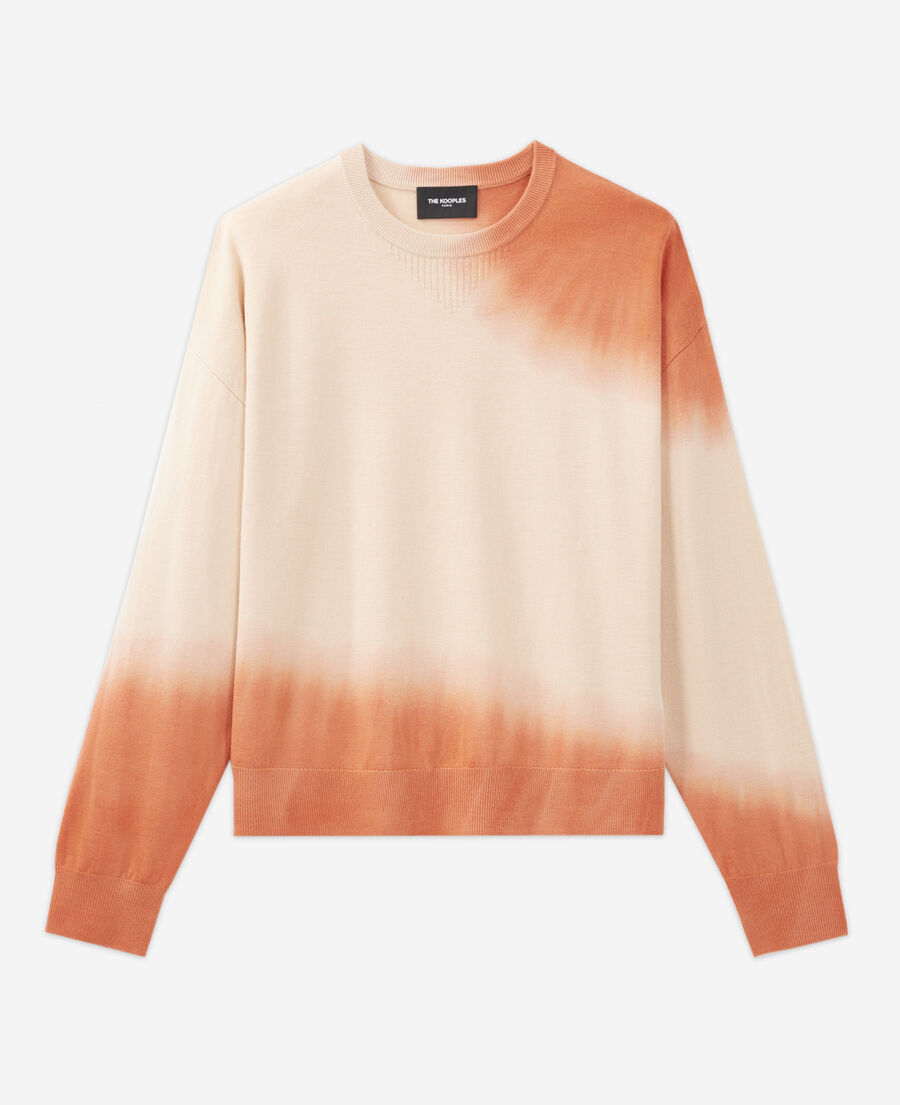 loose-fit tie-dye peach wool sweater