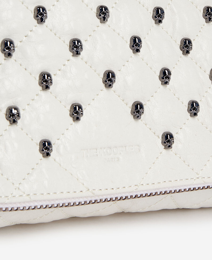 The Kooples F OFF WHITE heritage small white leather pouch with skulls