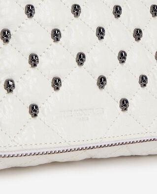 The Kooples F OFF WHITE heritage small white leather pouch with skulls