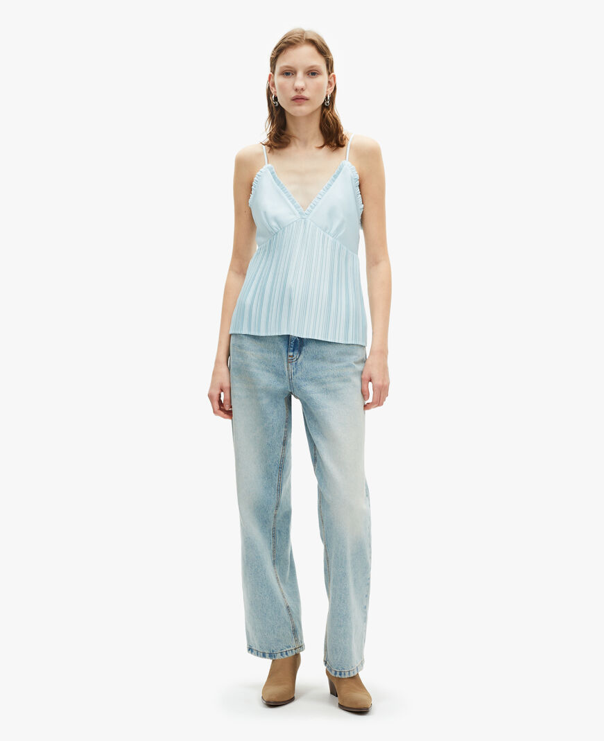 The Kooples DAMEN BABY BLUE blaues plissee-camisole