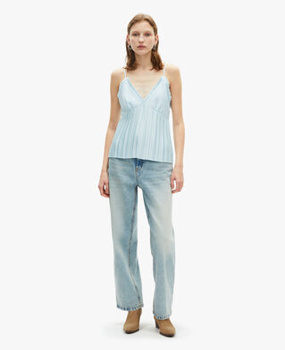 The Kooples DAMEN BABY BLUE blaues plissee-camisole
