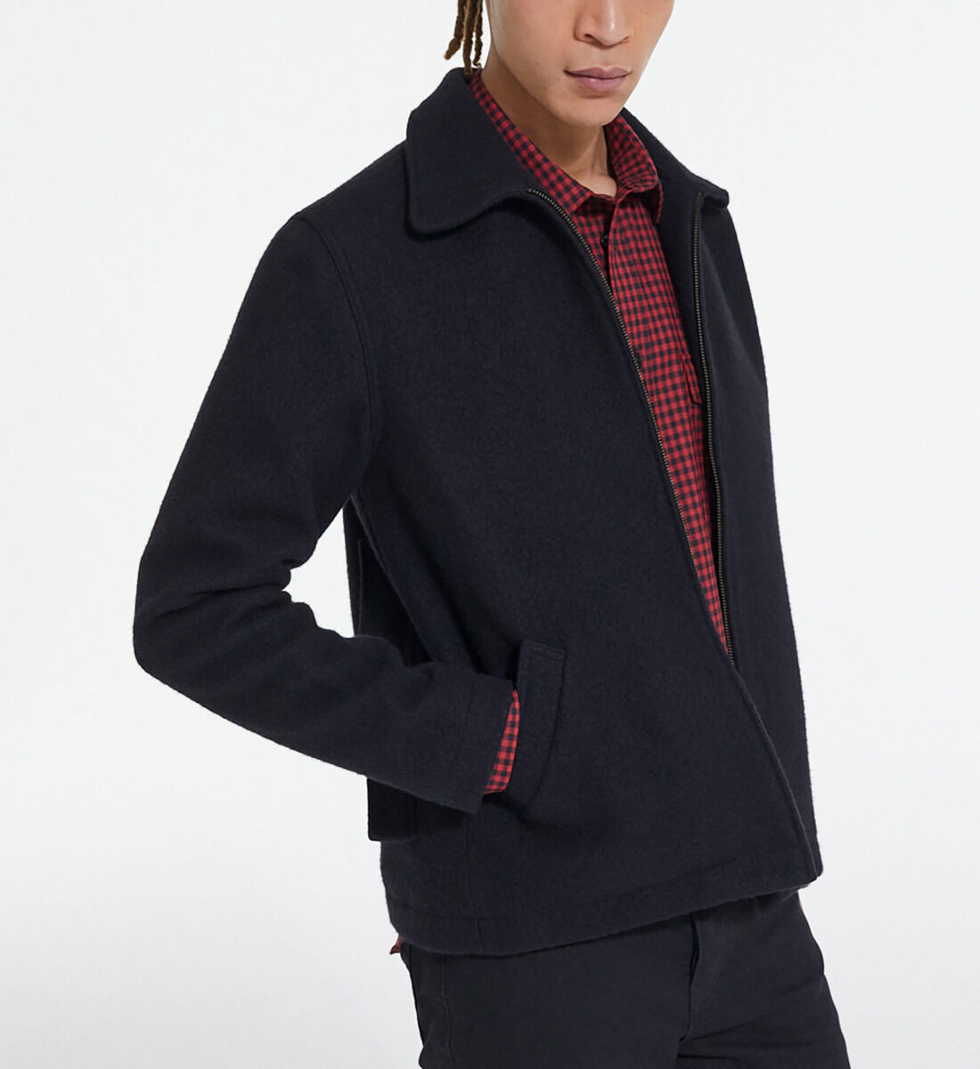 Black wooly jacket store