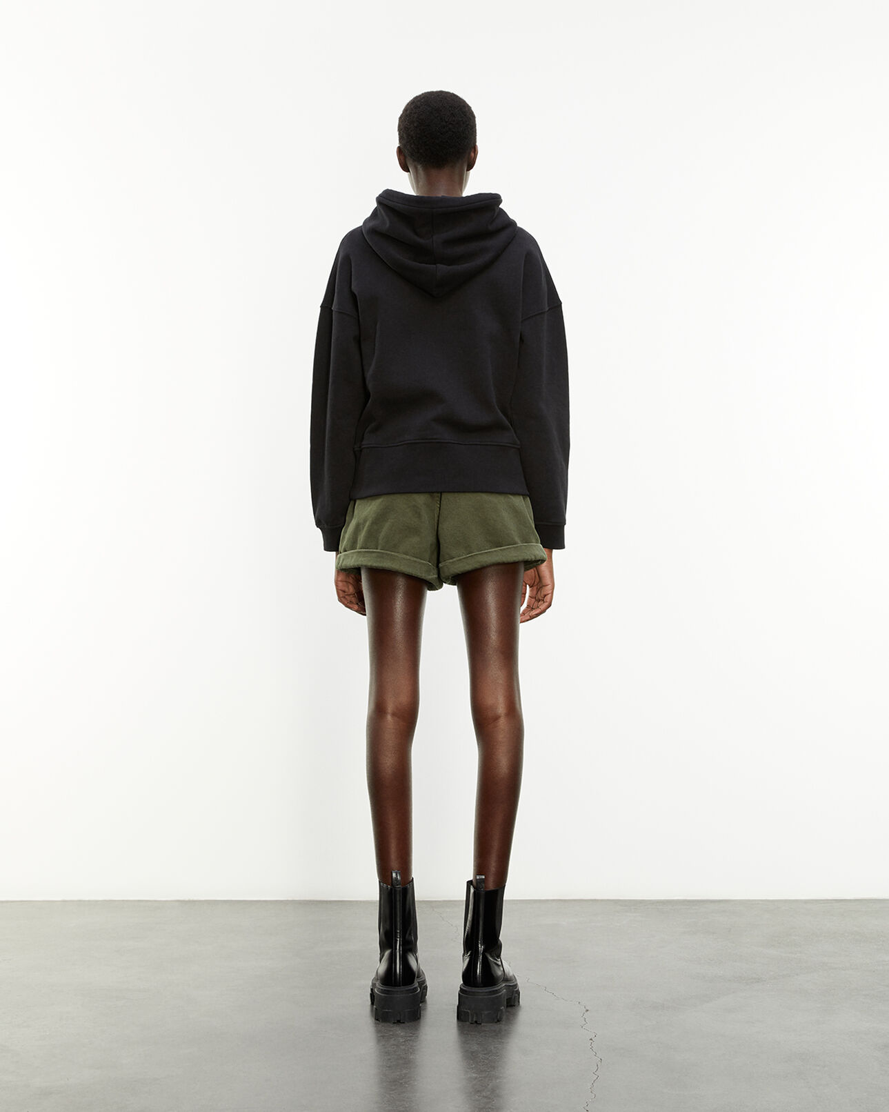 The Kooples FEMME BLACK sweat noir capuche ample motifs tigres