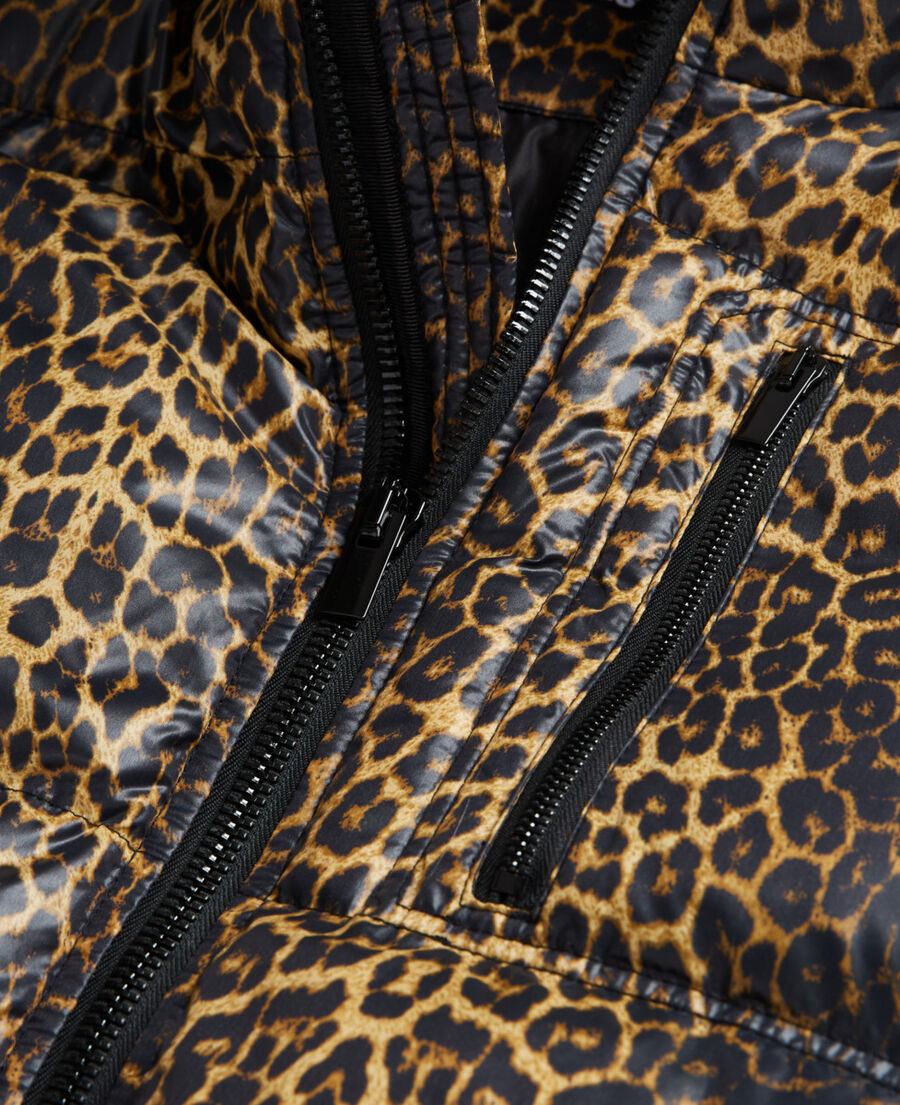 leopard print oversized down jacket