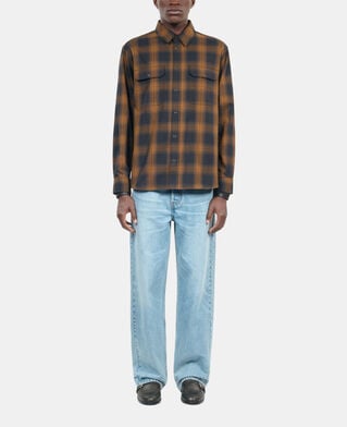 The Kooples MEN DARK BROWN black and brown checked overshirt