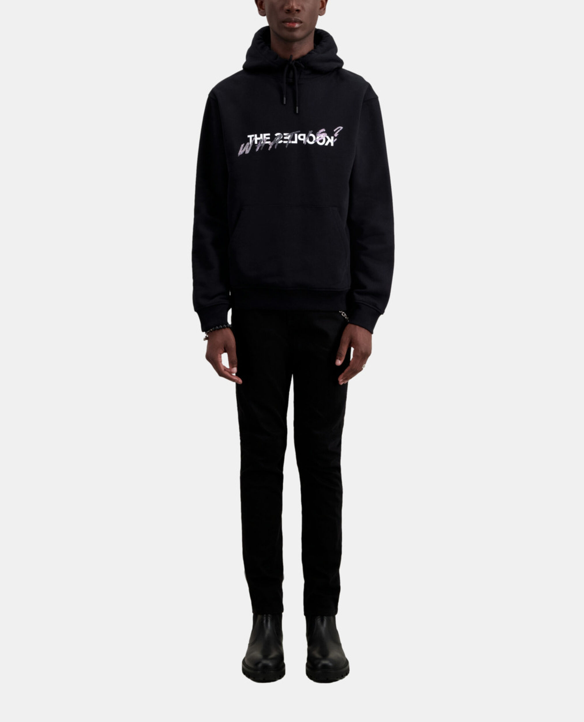 Schwarzes Sweatshirt mit „What is“-Schriftzug, BLACK, hi-res image number null