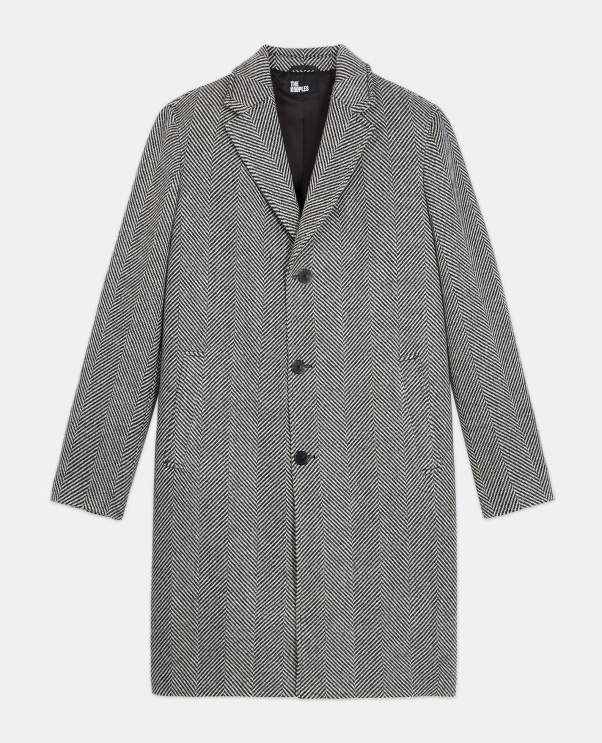 Patterned wool coat, BLACK WHITE, hi-res image number null