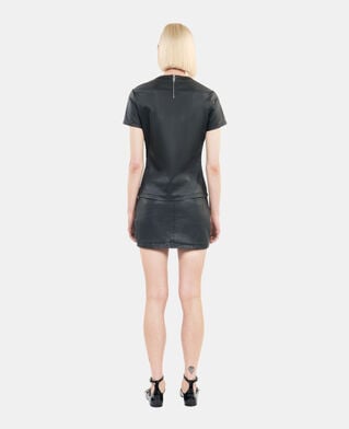 The Kooples WOMEN BLACK black leather pretty creative serigraphy t-shirt