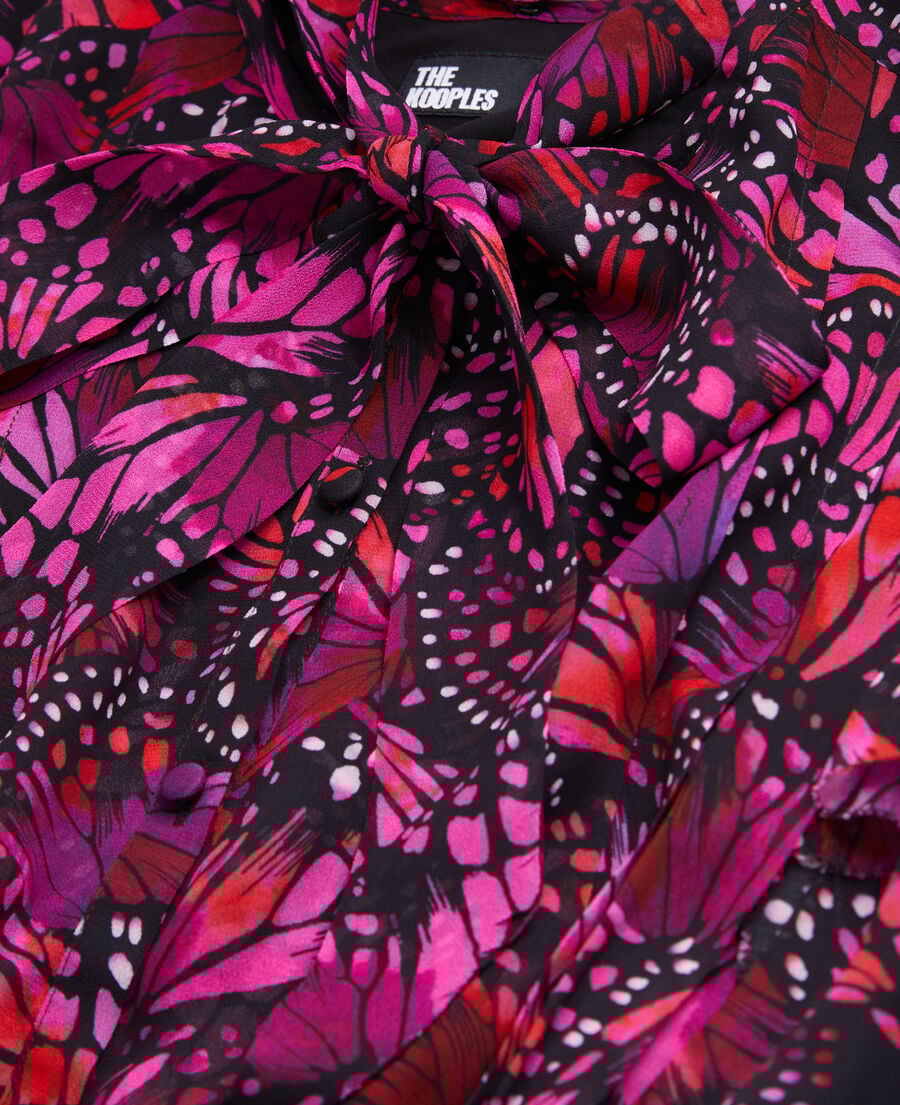 The Kooples DAMEN PINK langes kleid mit rüschen und print
