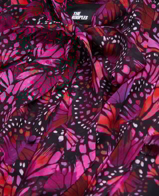 The Kooples DAMEN PINK langes kleid mit rüschen und print