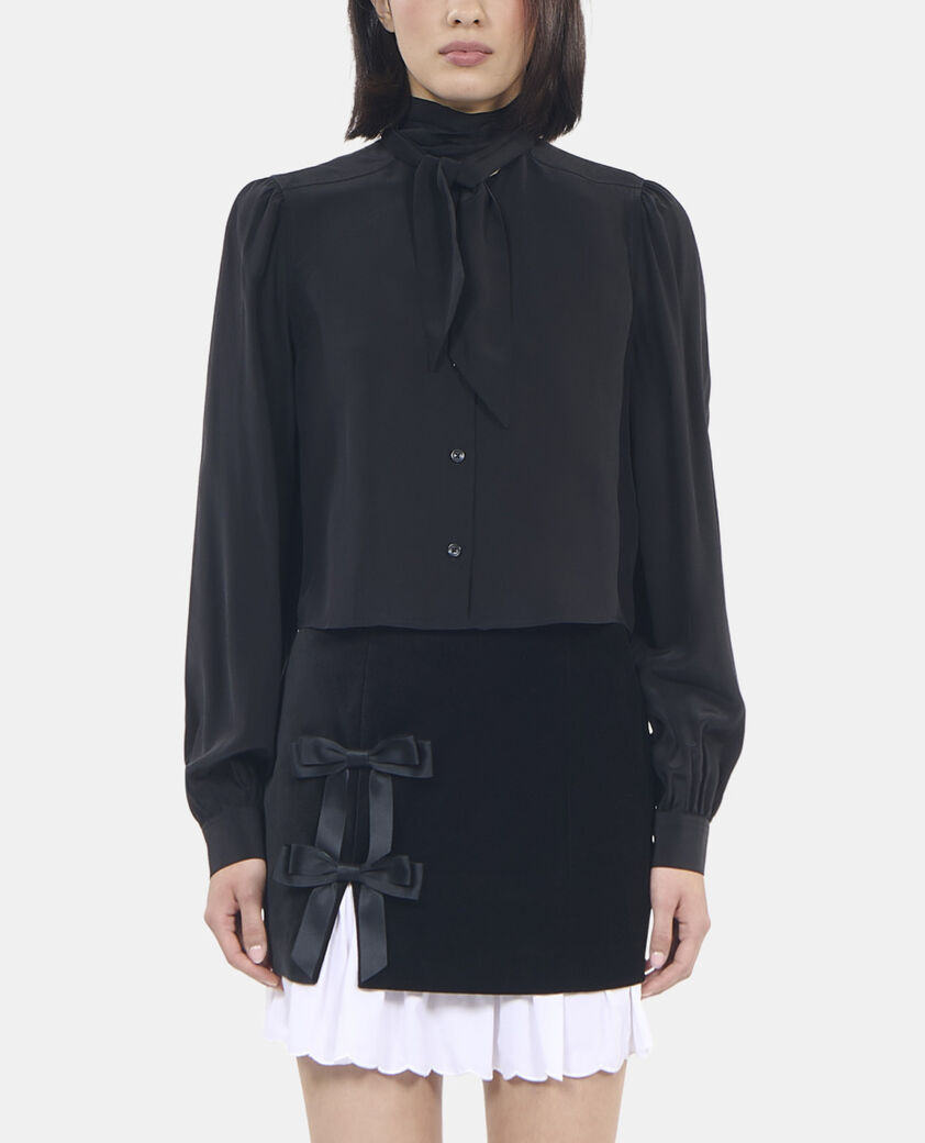 The Kooples MUJER BLACK camisa corta seda negra