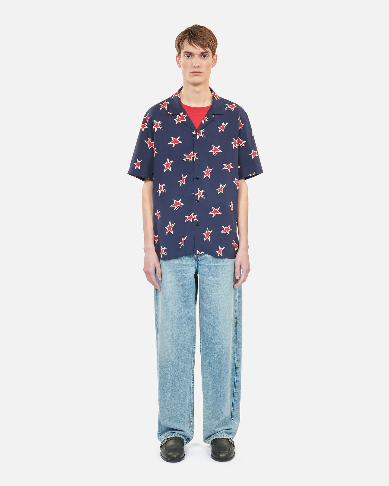 The Kooples HOMME NAVY-RED chemise manches courtes imprimé étoiles