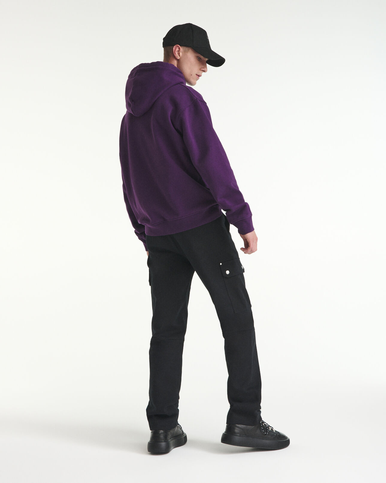 The Kooples MEN PURPLE purple hooded sweatshirt embroidered k logo
