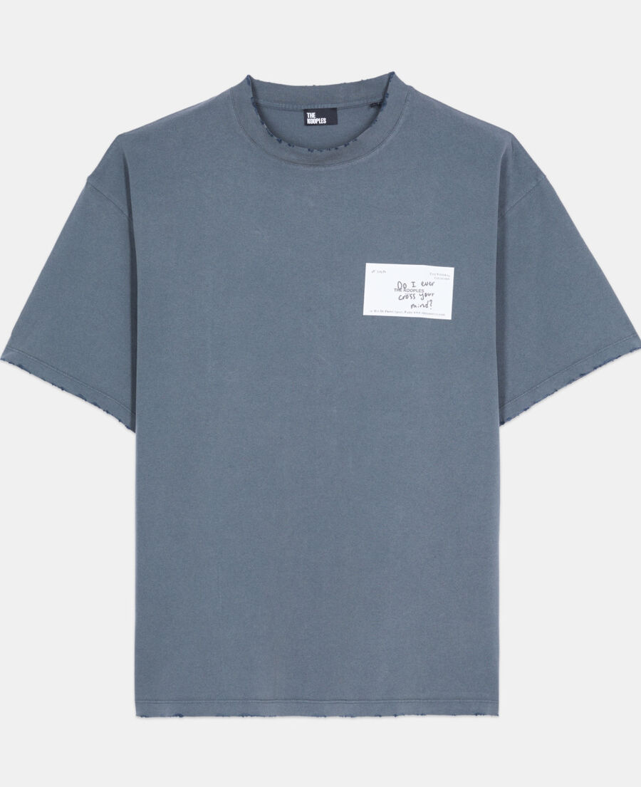 The Kooples HERREN DARK BLUE blaues t-shirt mit business card-siebdruck