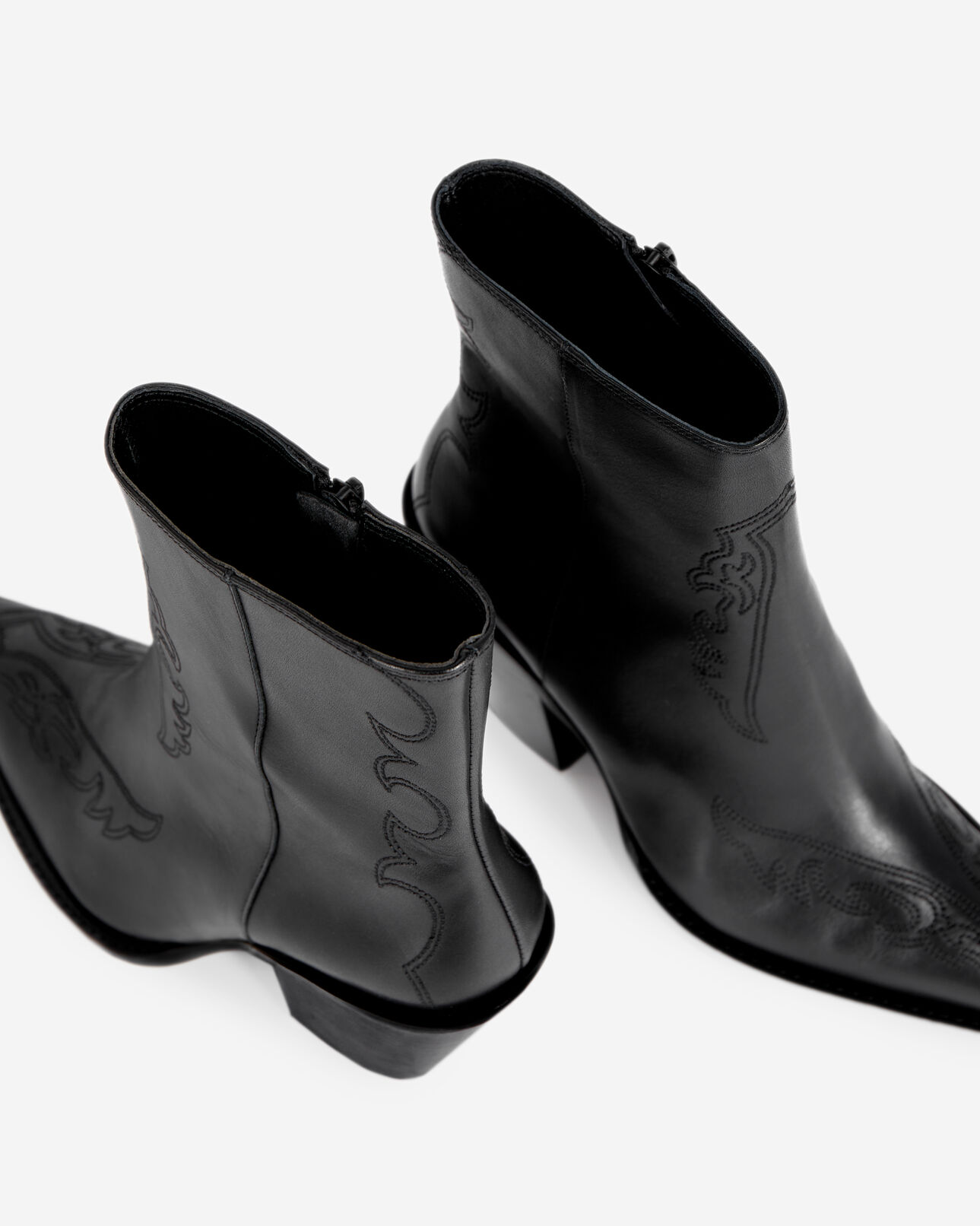 The Kooples WOMEN BLACK black leather heeled ankle boots