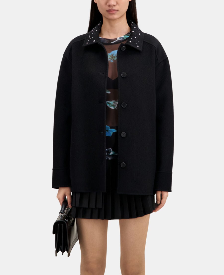 The Kooples DAMEN BLACK schwarze hemdjacke mit sternenmotiv