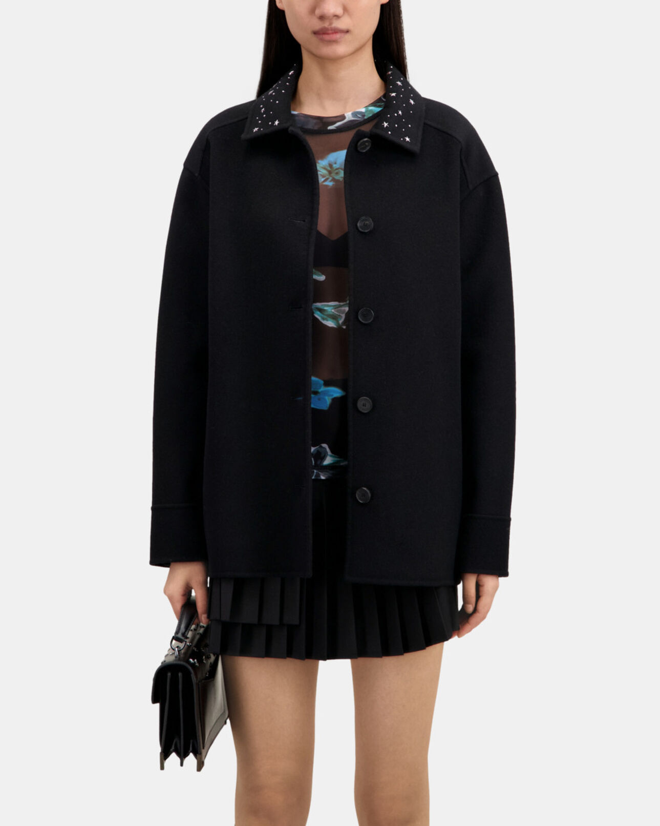 The Kooples FEMME BLACK veste type surchemise noire avec étoiles