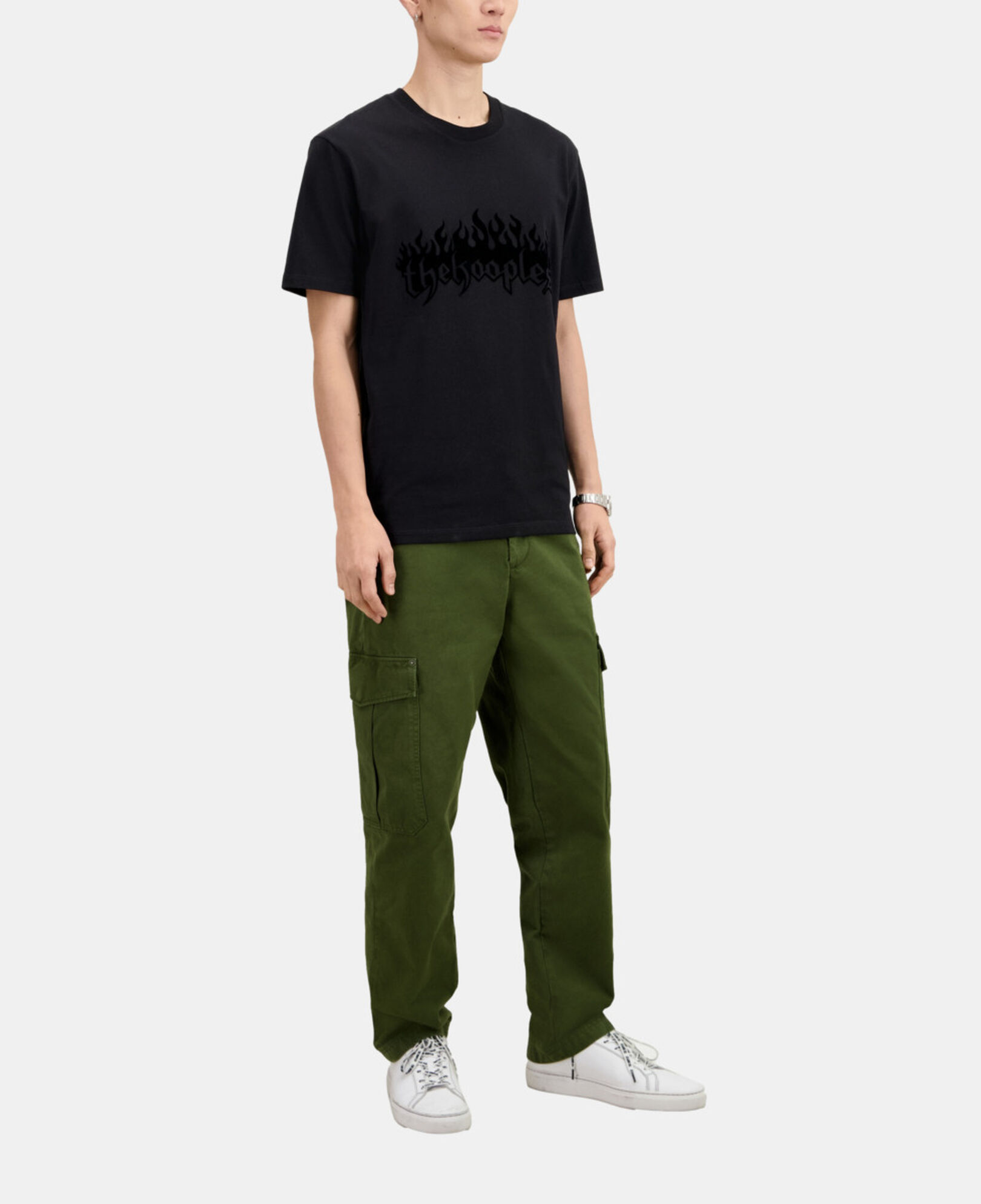 The Kooples HERREN BLACK schwarzes t-shirt herren mit beflockung