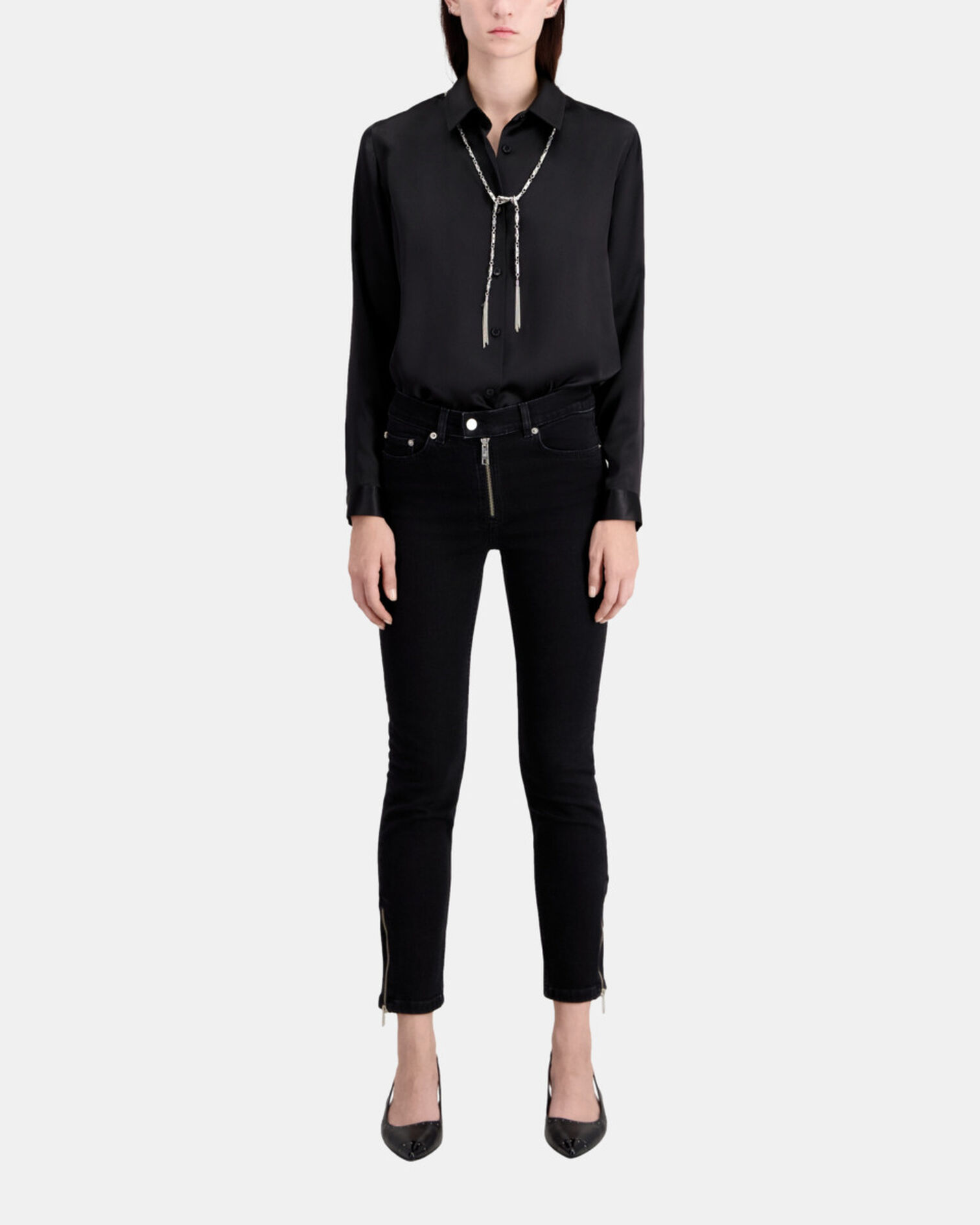 Black slim jeans with zip, BLACK WASHED, hi-res image number null