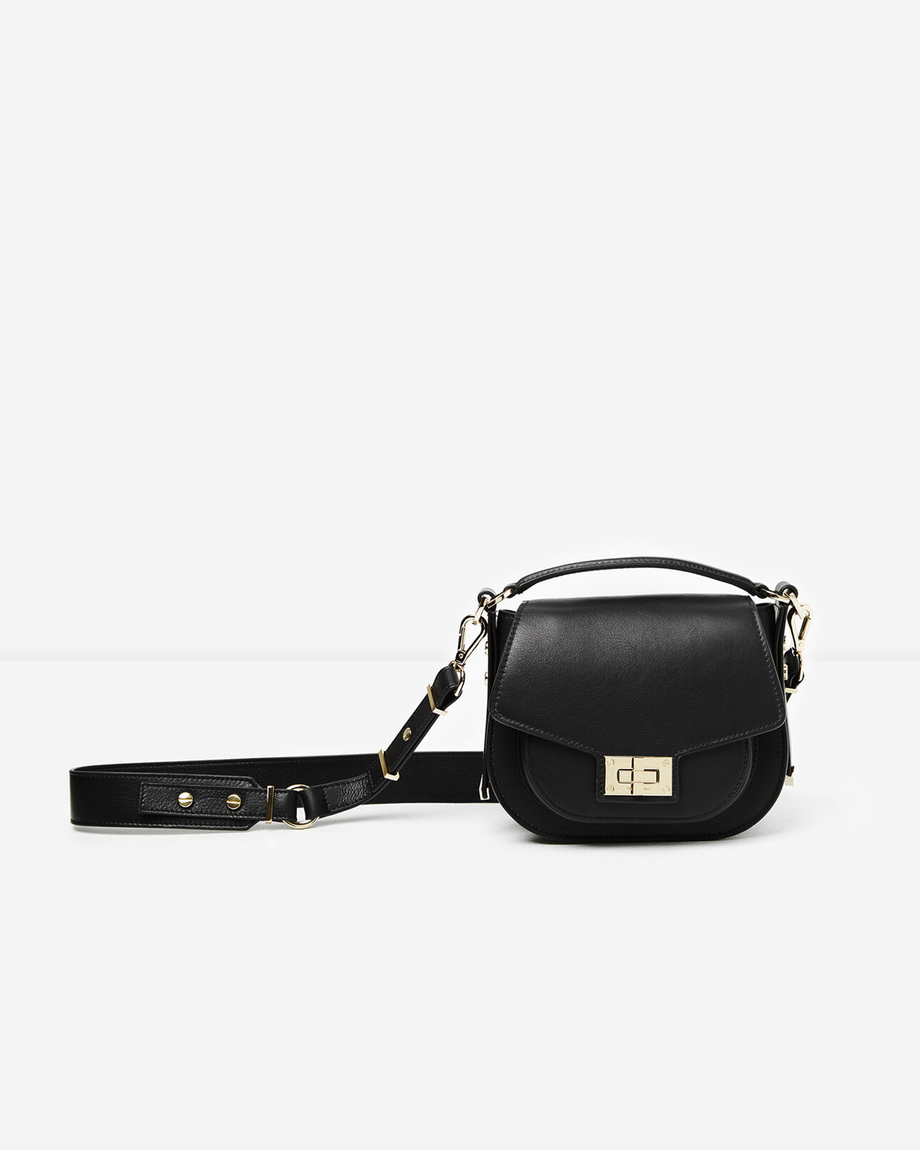 The Kooples WOMEN BLACK hobo mini leather bag in black