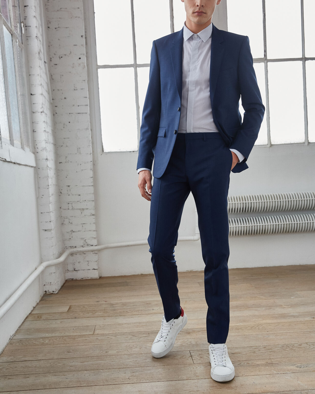 The Kooples MEN DARK BLUE navy blue wool suit trousers