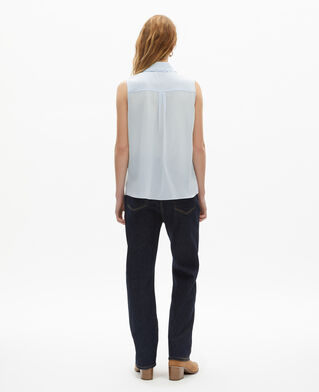 The Kooples FEMME BABY BLUE chemise sans manches en soie bleu clair