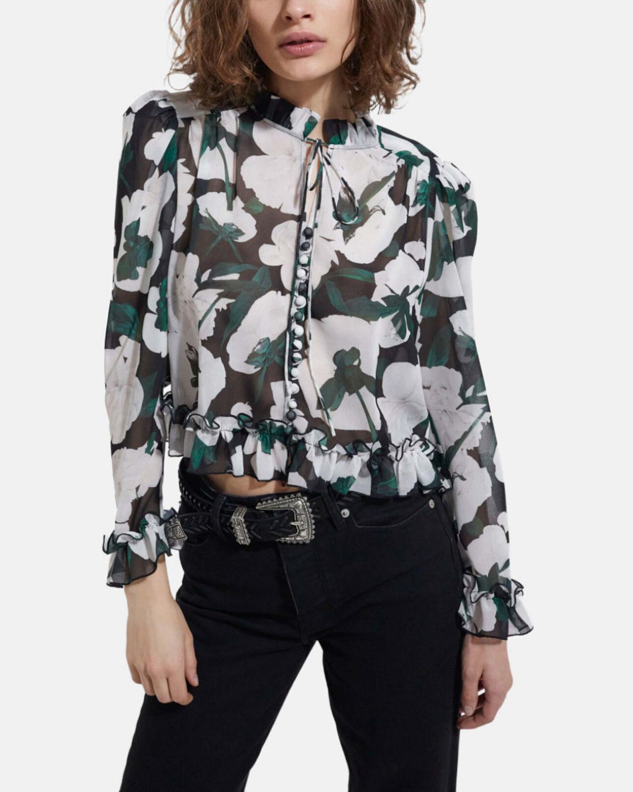 The Kooples WOMEN ECRU printed blouse