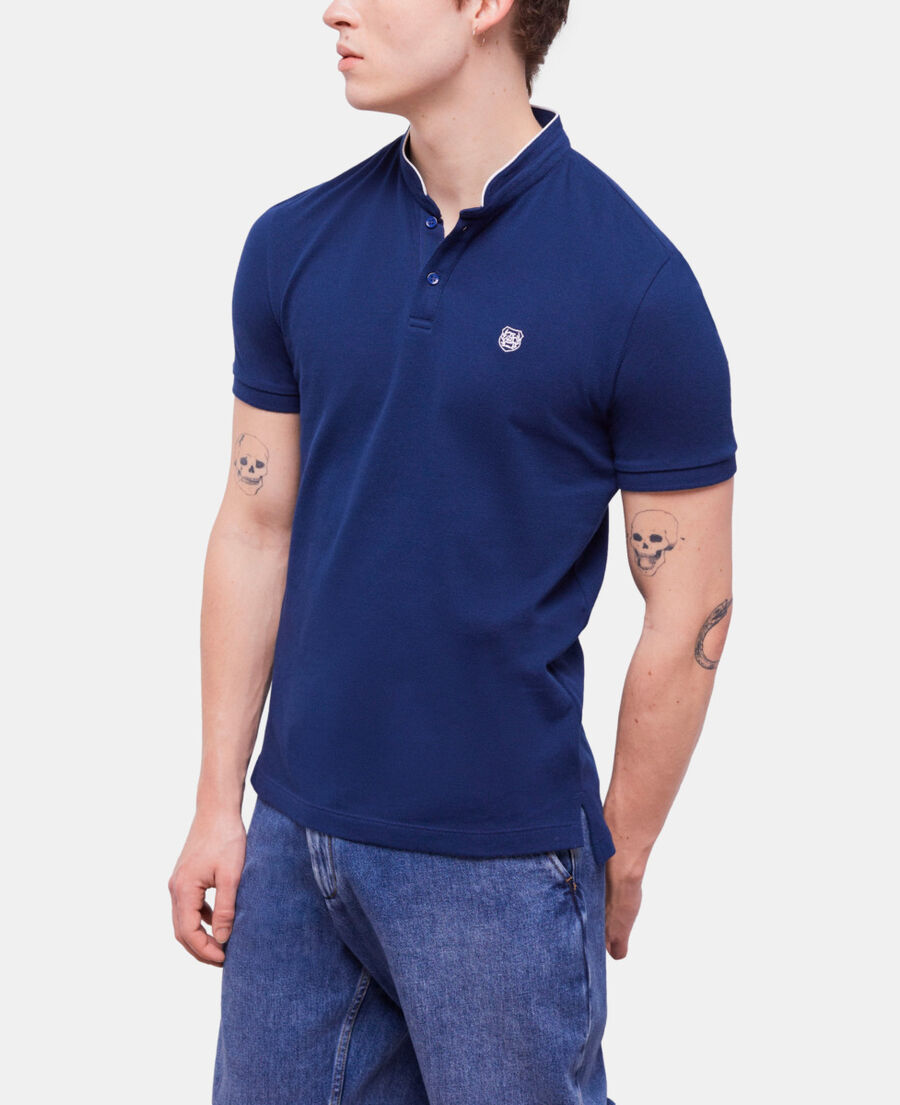 The Kooples H NAVY navy blue officer collar polo shirt