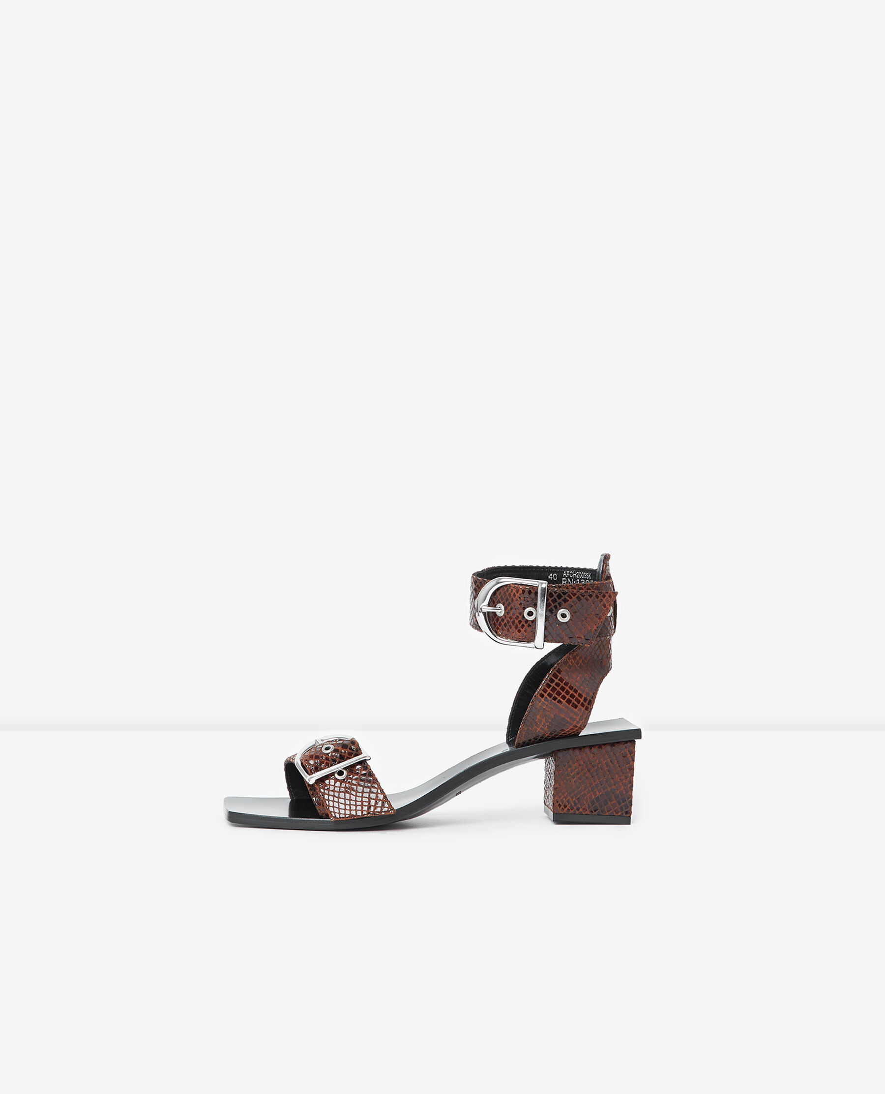 Sandales cuir a talons python marron The Kooples