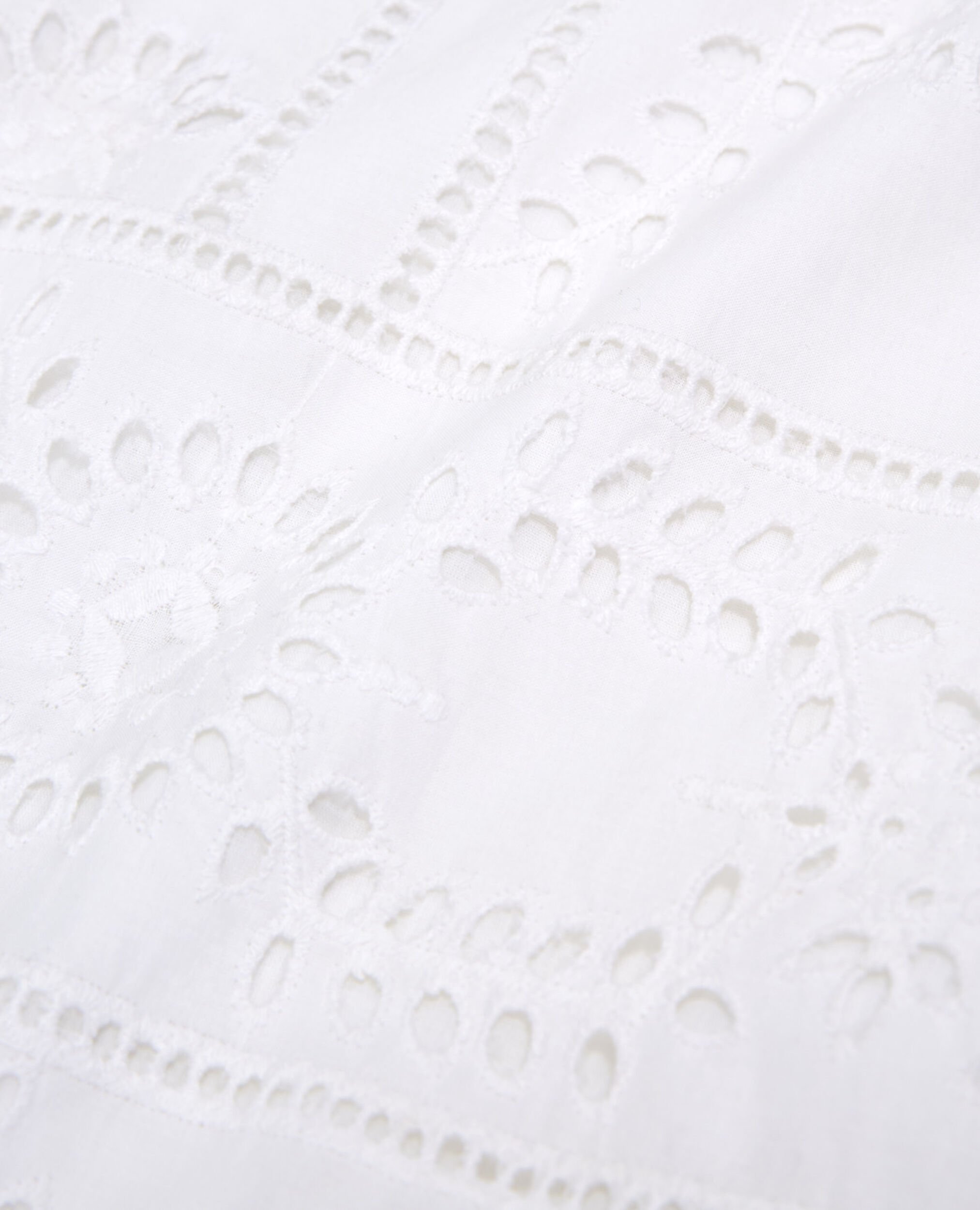 Short white embroidered dress with crew neck, WHITE, hi-res image number null