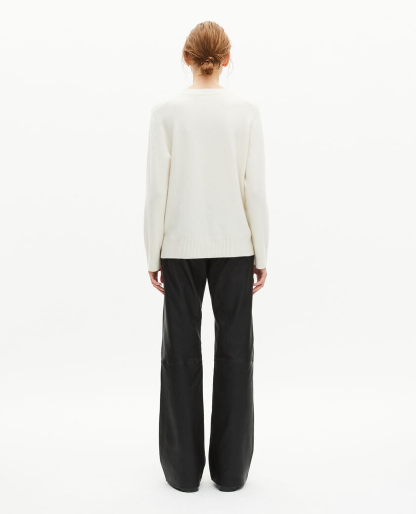 The Kooples F ECRU round-neck cashmere sweater, ecru