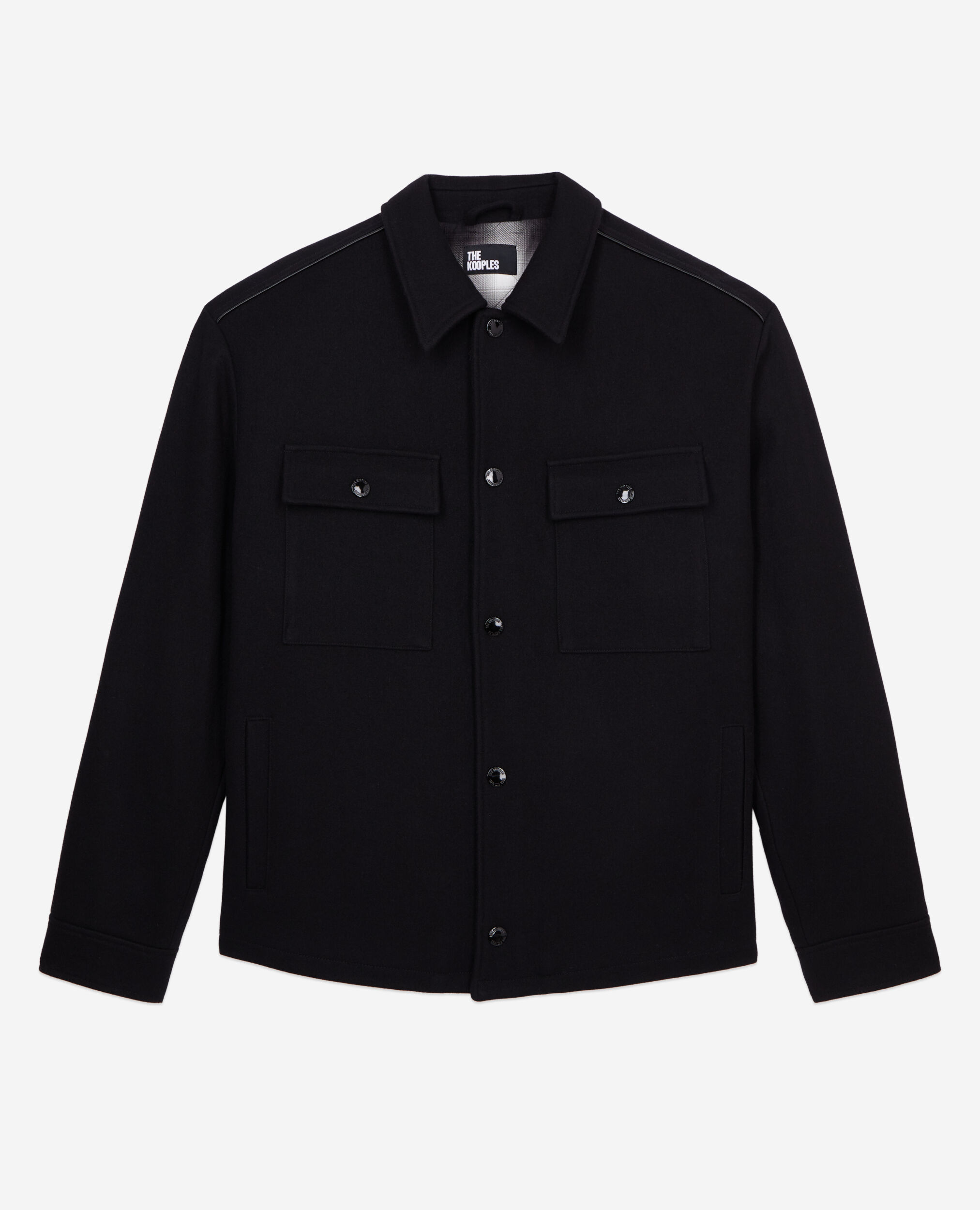 Black wool-blend overshirt jacket, BLACK, hi-res image number null