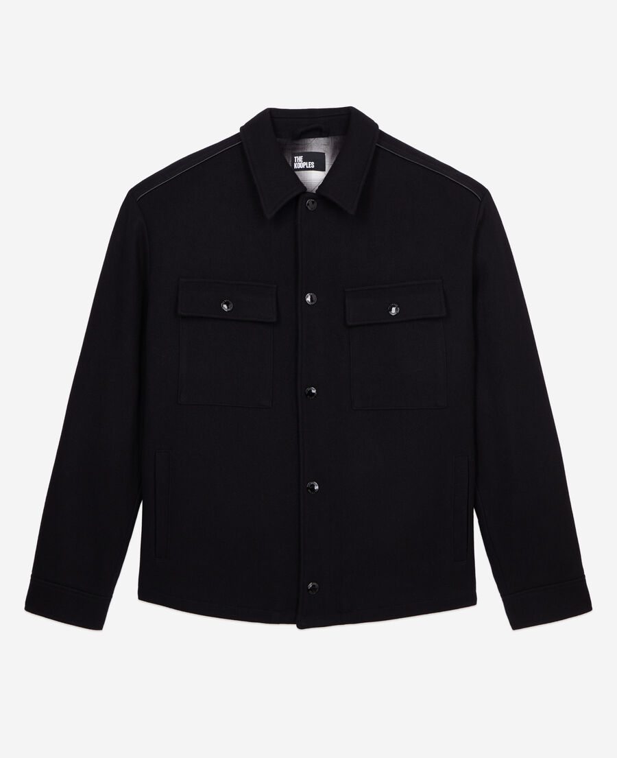 black wool-blend overshirt jacket