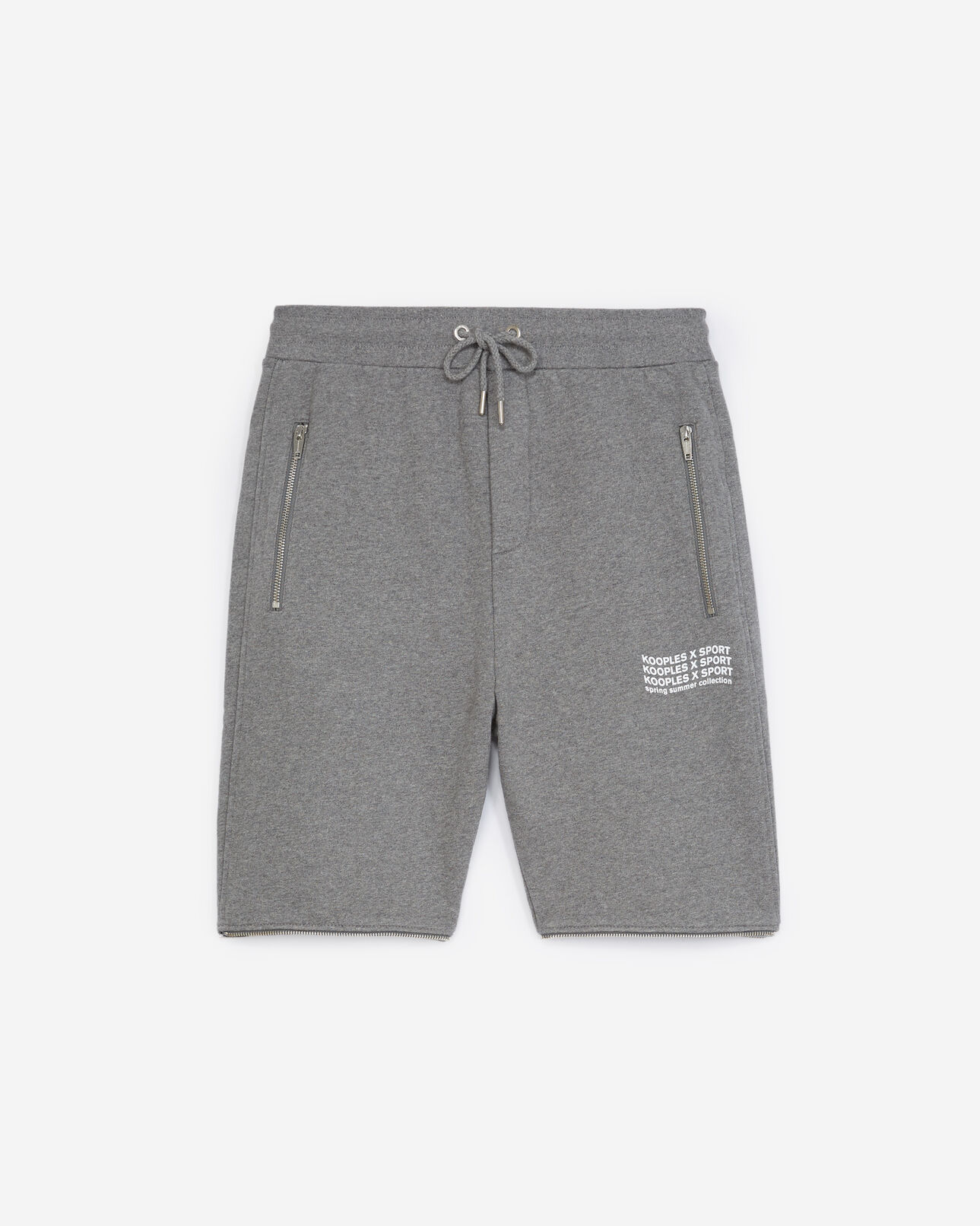 The Kooples HOMME GREY MELANGE jogging gris chiné zippé à triple logo