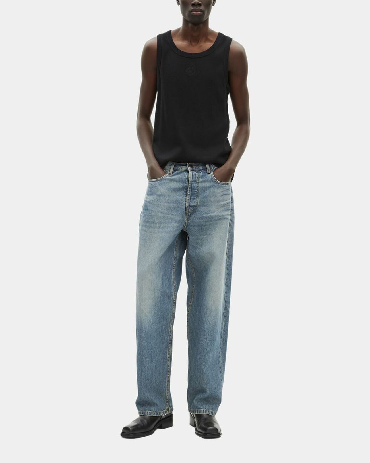 The Kooples MEN USED RAPIECE light blue straight jeans