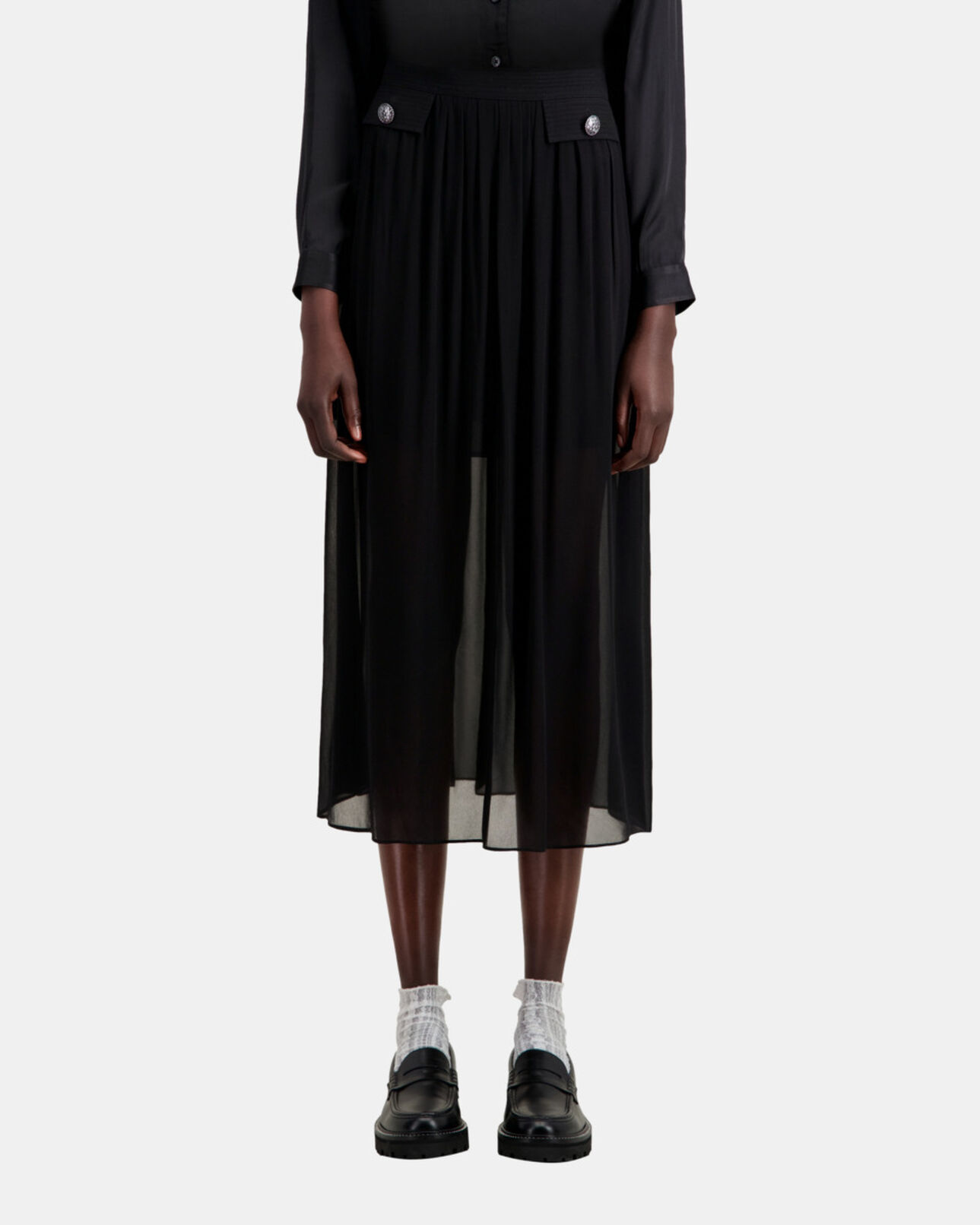 The Kooples WOMEN BLACK long black skirt with pockets