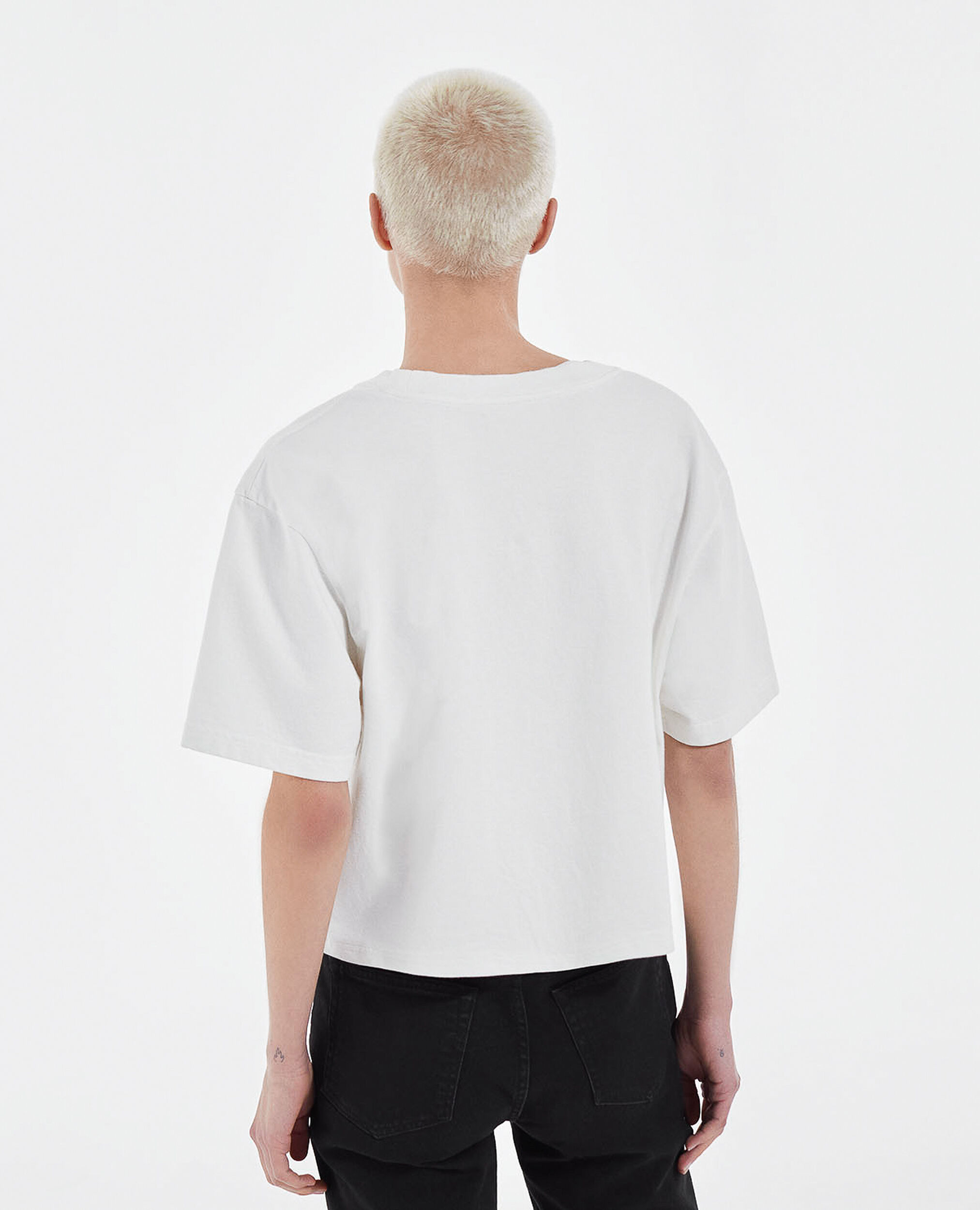 T-Shirt ecru Baumwolle dreifach Logoprint, WHITE, hi-res image number null