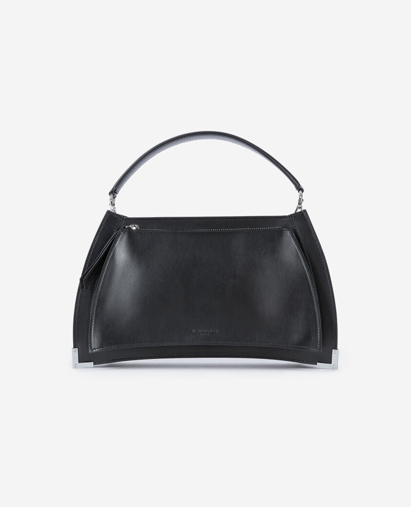 The Kooples WOMEN BLACK black leather trapeze bag