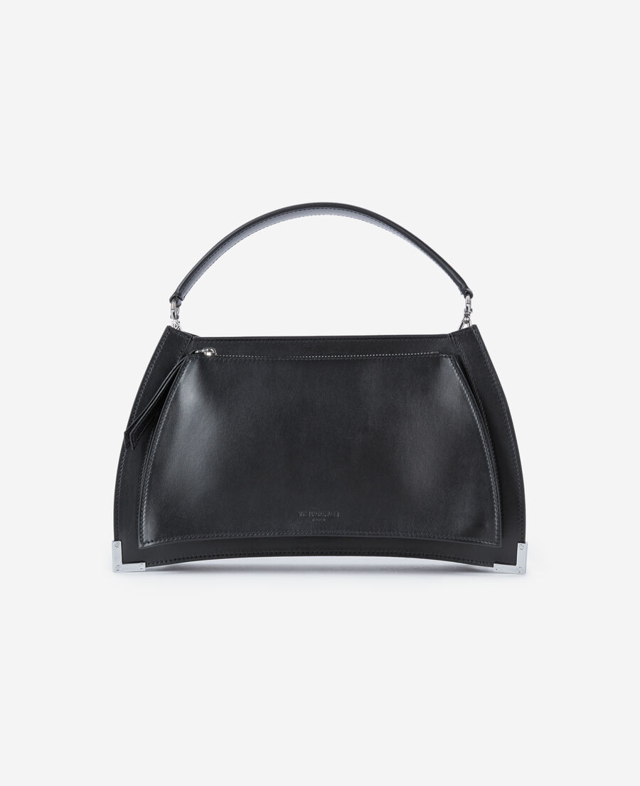 The Kooples WOMEN BLACK black leather trapeze bag