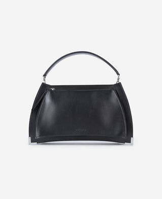 The Kooples WOMEN BLACK black leather trapeze bag