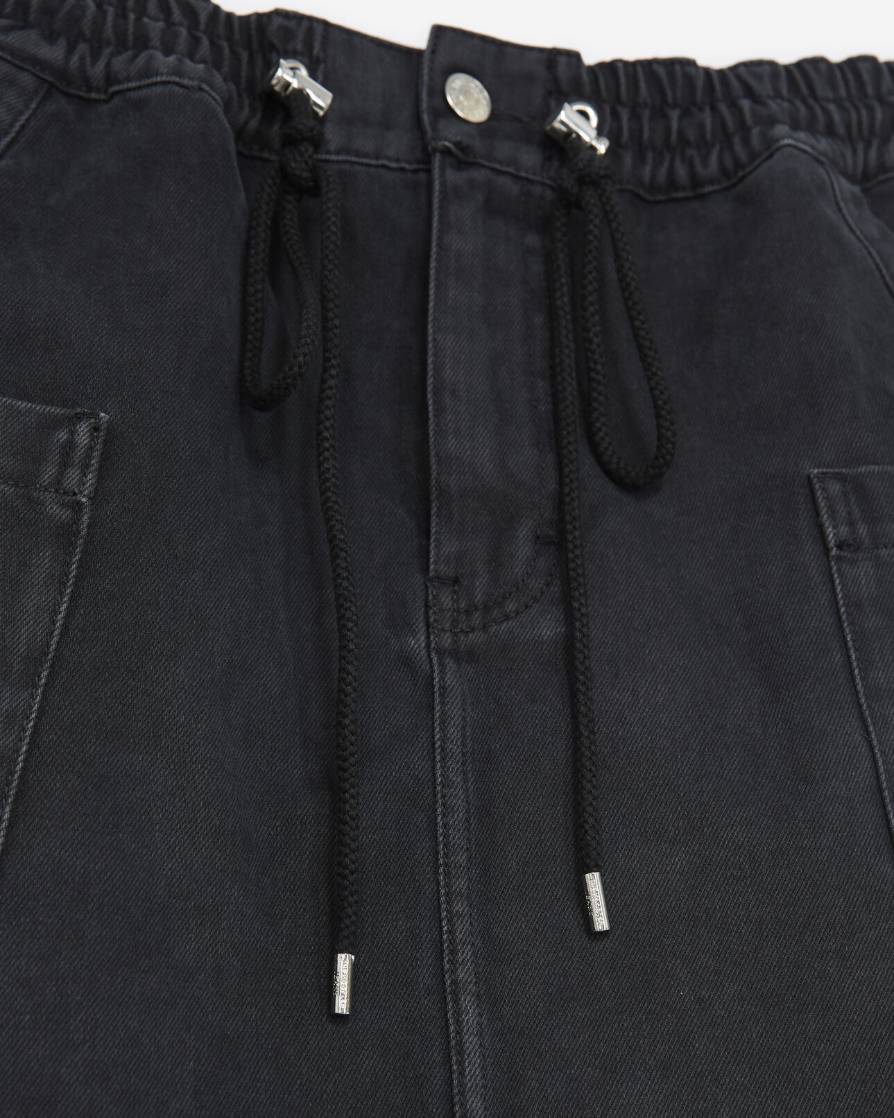 The Kooples DAMEN GREY WASHED jeansrock kurz grau bindebänder