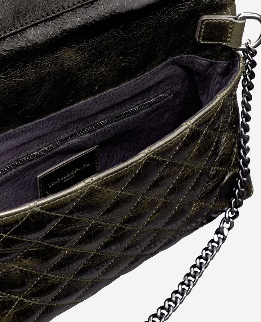 The Kooples FEMME OLIVE pochette h&eacute;ritage small en cuir verte