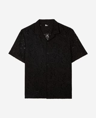 The Kooples HOMME BLACK chemise manches courtes en dentelle noire